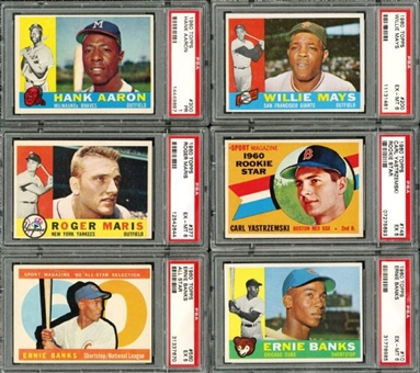 1960 Topps Complete Set of 572 Cards with 10 PSA Graded 